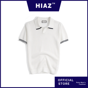 Áo Thun Polo Dệt Kim Trắng Lỗ Viền Sọc Bo Tay - HiaZ