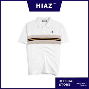 Áo Thun Polo Dệt Kim Cao Cấp Trắng Sọc Ngực Thêu Ngựa SS2 - HiaZ