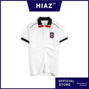 Áo Thun Polo Cool Pique Trắng Bo Cổ Xanh In B