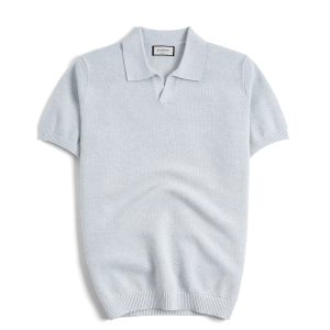Áo Thun Polo Nam Dệt Kim By Cotton Melange Xanh Pastel